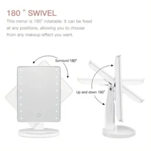 LED Countertop Makeup Mirror With Stand, 360 Degrees Rotation Vanity Mirror, Adjustable 16 Leds Lighted LED Screen Touch Beauty Mirror, Portable Luminous Cosmetic Mirrors, Birthday Gift For Girls And Women,Free gift of ten times the small round mirror, the color of the small round mirror matches the color of the mirror - White - View 7