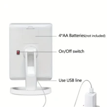 LED Countertop Makeup Mirror With Stand, 360 Degrees Rotation Vanity Mirror, Adjustable 16 Leds Lighted LED Screen Touch Beauty Mirror, Portable Luminous Cosmetic Mirrors, Birthday Gift For Girls And Women,Free gift of ten times the small round mirror, the color of the small round mirror matches the color of the mirror - White - View 5