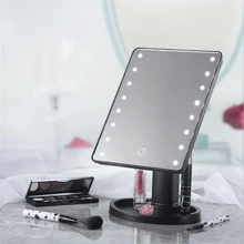 LED Countertop Makeup Mirror With Stand, 360 Degrees Rotation Vanity Mirror, Adjustable 16 Leds Lighted LED Screen Touch Beauty Mirror, Portable Luminous Cosmetic Mirrors, Birthday Gift For Girls And Women,Free gift of ten times the small round mirror, the color of the small round mirror matches the color of the mirror - White - View 11