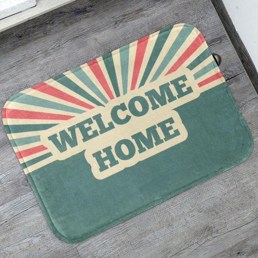 Tapete Porta de Entrada Decorativo Antiderrapante 40x60 Welcome Home - Verde - Visão 1