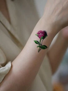 20pcs Colorful Butterfly & Flower Compressed Design Water-resistant Realistic Temporary Tattoo Stickers For Shoulder, Neck, Clavicle, Hand - Multicolor - View 2