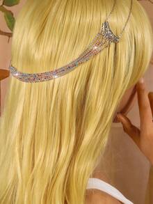 1條復古空心珍珠水鑽發鏈,適合女士日常佩戴