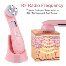 Facial Skin Care Led Photon 5 Colores FA Radiofrecuencia LED Photon Therapy Masaje Facial Lifting Facials - Rosa - Ver 3