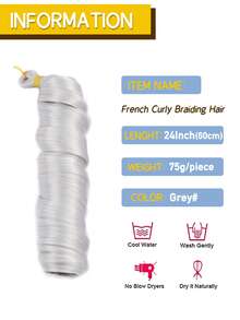 amir hair Xoắn ốc Bím tóc Tóc Sợi tổng hợp Tiếng Pháp Móc sự thêu Bím tóc Nối tóc Đối với phụ nữ Kéo dài Sóng lỏng lẻo Tóc - Xám - Xem 3