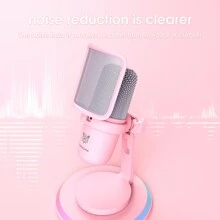 ONIKUMA M630 USB Gaming Microphone Pink Cute Wired Microphone With Rotatable Stand Game Microphone One-Touch Mute  Podcast Microphone For PC Gamer - Pink - View 7
