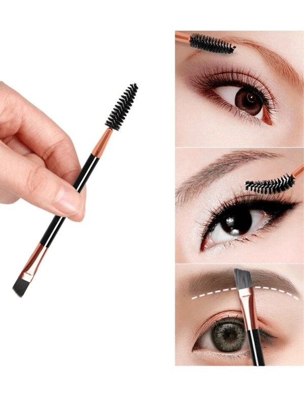 Pincel Profissional Duplo Escova e Chanfrado Para Sobrancelha Cílios Delineado
