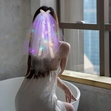 1 Velo De Novia Con Efecto De Iluminación, Perfecto Para Accesorio De Fotos En Fotografía De Bodas - Tipo C - Ver 1