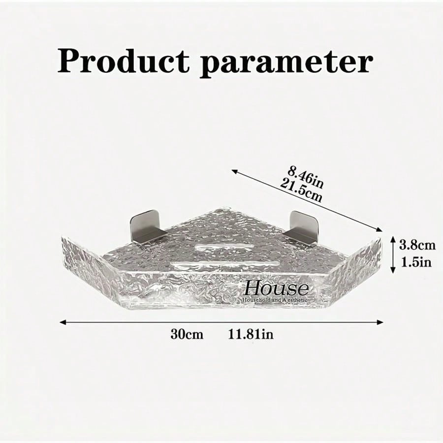 Bathroom Shelf Clear Acrylic Adhesive Storage Rack Wall Mounted Corner Triangular Shower Caddy