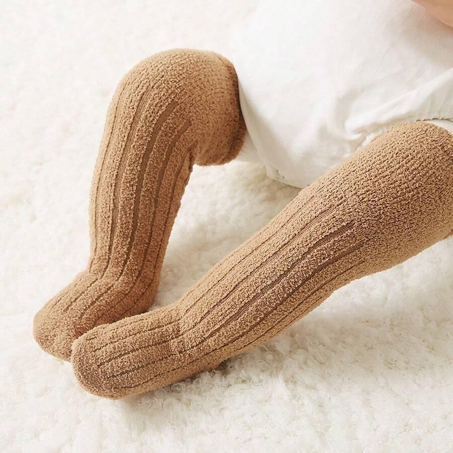 1 đôi Dày lên & Ấm áp Em bé Vớ Với Không trượt Đáy & Gel Đế , Nhiều Mô hình Đối với Trẻ em Dài Tất tới đầu gối Đối với Mùa thu Và Mùa Đông - Cà phê nâu - Xem 1