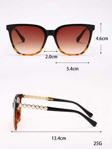 上黑下豹紋色時尚金屬款女士太陽眼鏡 - 咖啡棕 - 查看 5