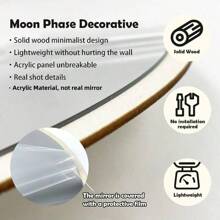 1pc Moon Shaped Mirror Wall Sticker, Beige PMMA Wall Decorative Sticker For Household - Beige - View 4