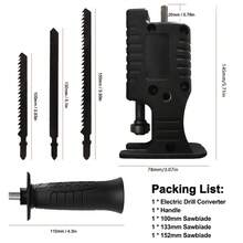 家用電鑽改裝電鋸電動往復鋸馬刀鋸電鑽轉曲線鋸木工工具 - 黑色 - 查看 6