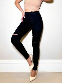 Women Jeans - 黑色 - 查看 2