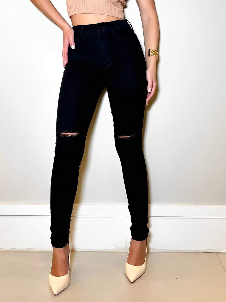 Women Jeans - 黑色 - 查看 1