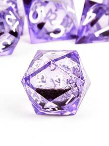 Joylord液體核心d＆d骰子套裝 - 液態流沙尖邊多面骰子 - 用於d＆d角色扮演遊戲的地下城與龍類骰子套裝 - D20樹脂骰子遊戲角色扮演骰子套裝 - 紫色 - 查看 2