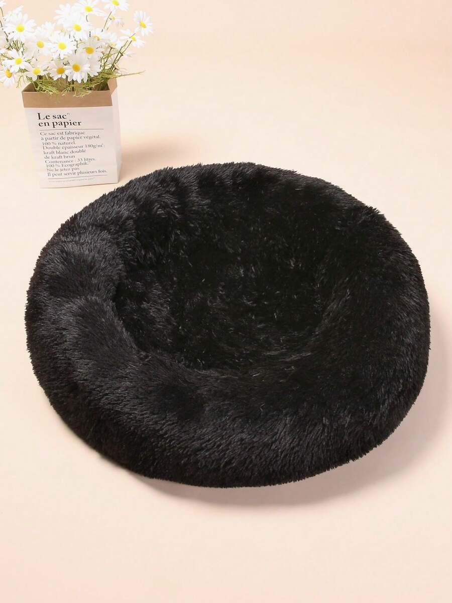 1入組黑色柔軟透氣保暖寵物床墊,適用於10公斤以下貓狗室內睡眠