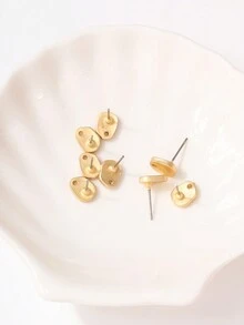 8 Diy Asymmetrical Round Small Earrings Decorative Accessories - Gold - View 5