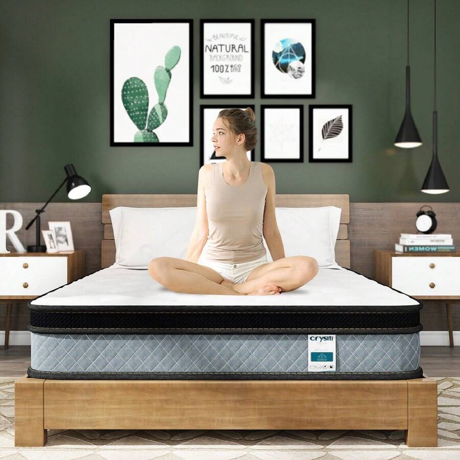 14 Inch King Mattress in a Box Memory Foam Mattress Pocket Springs Motion Isolation Pressure Relief Supportive Hybrid - 藍色 - 查看 1
