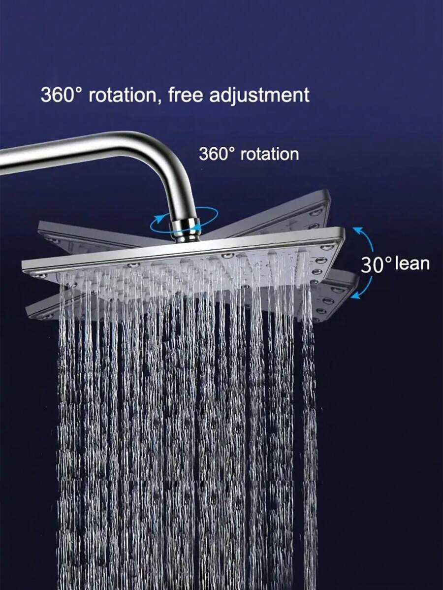 1 Rain Shower Head with Extension Arm, NearMoon Square Shower Head