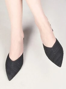 女性時尚純色高跟鞋,優雅防滑舒適鞋頭鞋 - 黑色 - 查看 3