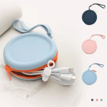 hellodigi 矽膠拉鍊包可愛圓形迷你錢包成人學生鑰匙包迷你耳機包學生禮物袋可愛禮物