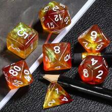 7pcs Polyhedral Dice Set With Dice Bag, Suitable For Role-Playing Tabletop Games, Parties, Gatherings, Entertainment Games, Boardgame Dice Gift - Champagne - View 6