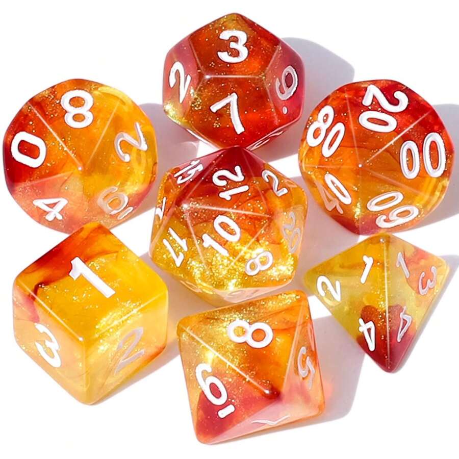 7pcs Polyhedral Dice Set With Dice Bag, Suitable For Role-Playing Tabletop Games, Parties, Gatherings, Entertainment Games, Boardgame Dice Gift - Champagne - View 1