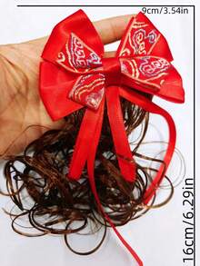 2入組紅色蝴蝶結夾式女士髮飾,新年髮飾,甜美,可愛,節慶氣氛,是節日和日常使用的理想禮物