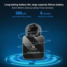 Puluz Type-c手機無線領夾式麥克風,type-c接收器和雙麥克風(黑色) - 黑色 - 查看 8