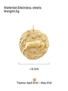 Uma das 12 peças de encantos de constelação do zodíaco para material de pingente de joias, suprimentos de cor dourada DIY para colar, pulseira, brincos e acessórios de joias, material de aço inoxidável que não é fácil de perder a cor - Ouro amarelo - Visão 12