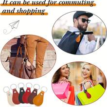 30 Pcs Leather Key Fob Kit for DIY Craft, PU Leather Key Fobs Blanks with Rivets and Key Rings for Laser Engraving Keychain Making Leather Working - Red - View 7