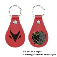 30 Pcs Leather Key Fob Kit for DIY Craft, PU Leather Key Fobs Blanks with Rivets and Key Rings for Laser Engraving Keychain Making Leather Working - Red - View 3