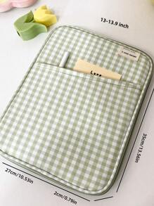 11 Zoll 13 Zoll minimalistischer karierter Reißverschluss Laptop-/Tablet-Schutz für Damen für Arbeit und Schule. Flauschige karierte Tasche, karierte Laptop-Tasche, Laptop-Hülle, Laptop-Sleeve, Laptop-Cover, Computertasche, karierte minimalistische Geschenke für Lehrer, Lehrerbedarf, Lehrertasche, Dankeschön-Lehrer, Collegetasche, Collegebedarf, Schulanfang, Schulmaterial, Schulmaterial für Lehrer, Collegestudenten, Klassenzimmer-Laptoptaschen, Klassenzimmer-Taschen, Lehrerlagerungstaschen, Klassenzimmer-Organizer-Taschen - Grün - Übersicht 7