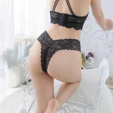 5 Piezas/pack Tanga De Encaje Para Mujer En Tallas Pequeñas, Diseño Calado, Sexy Y Encantador Bóxer Cachetero De Encaje Pantaletas Sexy - Multicolor - Ver 6
