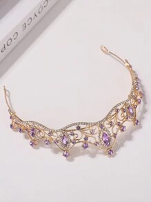1 pieza Diadema en forma de corona de princesa con rhinestones brillantes, para niñas y chicas jóvenes