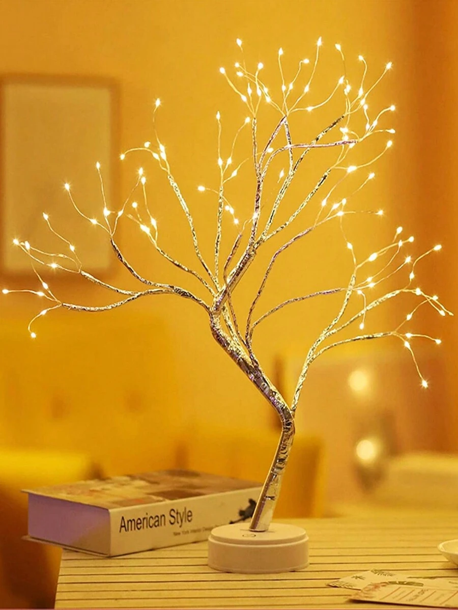 1入組聖誕節diy桌面裝飾小夜燈,108 Led樹燈 - 黃色 - 查看 1