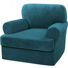 Sofa Cover 2 Piece T Cushion Armchair Slipcovers Thick Velvet Couch Cover Furniture Protector Stretch T Cushion Sofa Covers for Cushion Couch with T Cushion Covers Washable - 深青色 - 查看 1