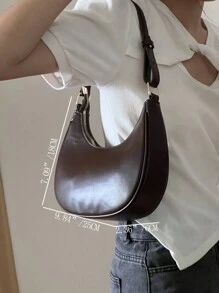 New Fashion Simple Atmosphere Crescent Shiny Classic Daily Commute Detachable Shoulder Crossbody Bag,Versatile, Business Casual Women Bag, Perfect For Office, Business And Work, Vintage Bag For Women, Street & Japanese Bag For Women
