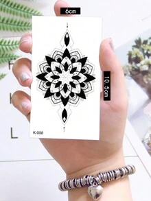 9 件黑色臨時紋身,帶有羽毛、水母、捕夢網、行星圖案,覆蓋手臂、腿部、腰部、肩膀、胸部、背部 - 黑色 - 查看 2