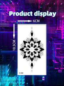 9 件黑色臨時紋身,帶有羽毛、水母、捕夢網、行星圖案,覆蓋手臂、腿部、腰部、肩膀、胸部、背部 - 黑色 - 查看 7