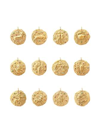 One Of 12 Constellation Zodiac Charms For Jewelry Making Pendant Supplies Gold Color Diy Necklace Bracelet Earrings Accessories Jewelry Stainless Steel Material Is Not Easy To Lose Color