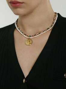 Uma das 12 peças de encantos de constelação do zodíaco para material de pingente de joias, suprimentos de cor dourada DIY para colar, pulseira, brincos e acessórios de joias, material de aço inoxidável que não é fácil de perder a cor - Ouro amarelo - Visão 6