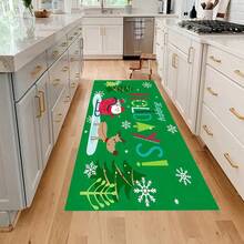 1 Pha Lê Nhung Giáng Sinh Santa Hoạt Hình Chống Trơn Trượt Chống Thấm Nước Thảm Nhà Bếp, Thấm Hút Phòng Tắm ADSC0012 - ông già Noel tâm trạng xanh - Xem 6