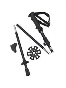 1pc Outdoor Hiking Pole With Four Replacement Tips, Foldable, Ultralight Aluminum Alloy, High Manganese Steel & Tungsten Steel For High Strength Anti-slip Use - Black - View 6