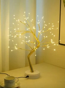 1入組聖誕節diy桌面裝飾小夜燈,108 Led樹燈 - 黃色 - 查看 3