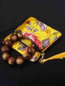 1 Pieza Cuadrada Bolsa De Almacenamiento Con Cremallera Bordada China Para Joyas, Para Empaque De Regalo - Multicolor - Ver 7