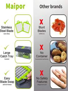 1入蔬菜切碎器,專業洋蔥切碎器,多功能13合1食品切碎機,廚房蔬菜切片器切塊器,配有8片刀片的蔬菜切碎器,含容器的胡蘿蔔和大蒜切碎器 - 彩色 - 查看 6