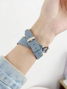 1pc Women Apple Watch Band Compatible With Apple Watch, Watch Band Replacement Apple Watch Strap Compatible With Apple Watch Band Series SE 9 8 7 6 5 4 3 2 138/40/41/42/44/45/49mm - Navy Blue - View 4