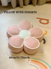 1 Pieza Almohada Rellena En Forma De Flor 3d De Tela De Peluche Con Relleno - Rosa - Ver 4