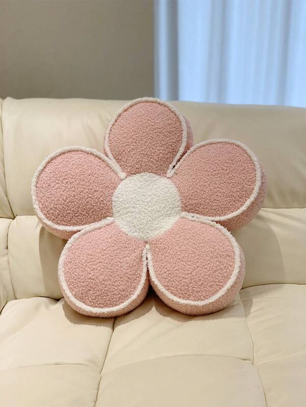 1pc Teddy Cloth 3d Flower Shaped Stuffed Pillow With Filling